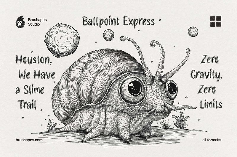 10支高仿真圆珠笔速写笔刷(Procreate/PS/AI/CSP)